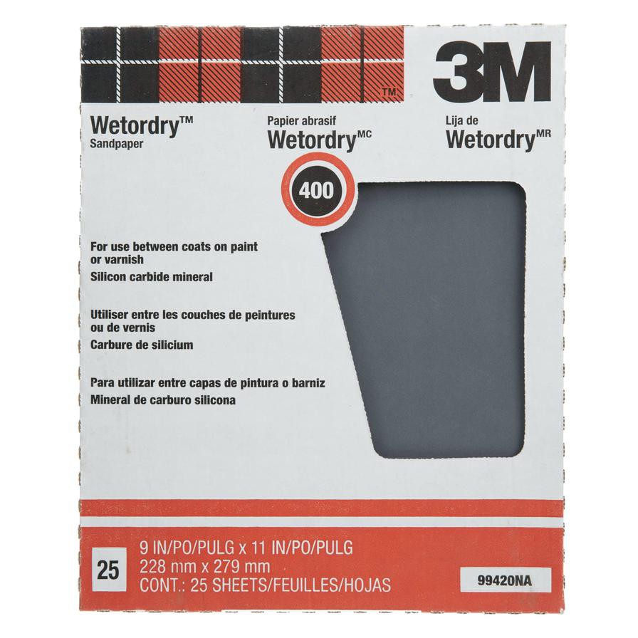 3M Wetordry Sandpaper, 400 Grit (22.8 x 27.9 cm, 25 pcs)