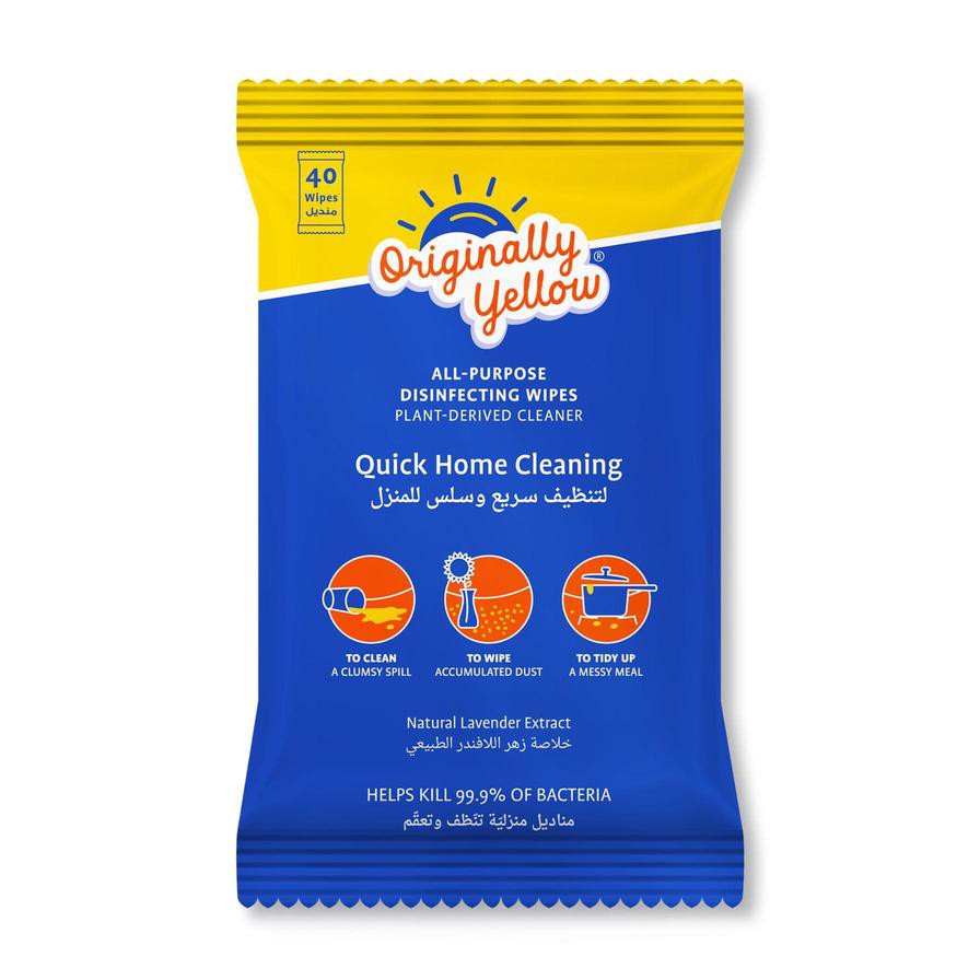 Originally Yellow Home Cleaning Wipes Pack (40 Wipes)