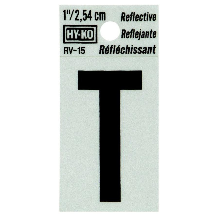 Hy-Ko Reflective Vinyl Self-Adhesive Letter T (2.54 cm)