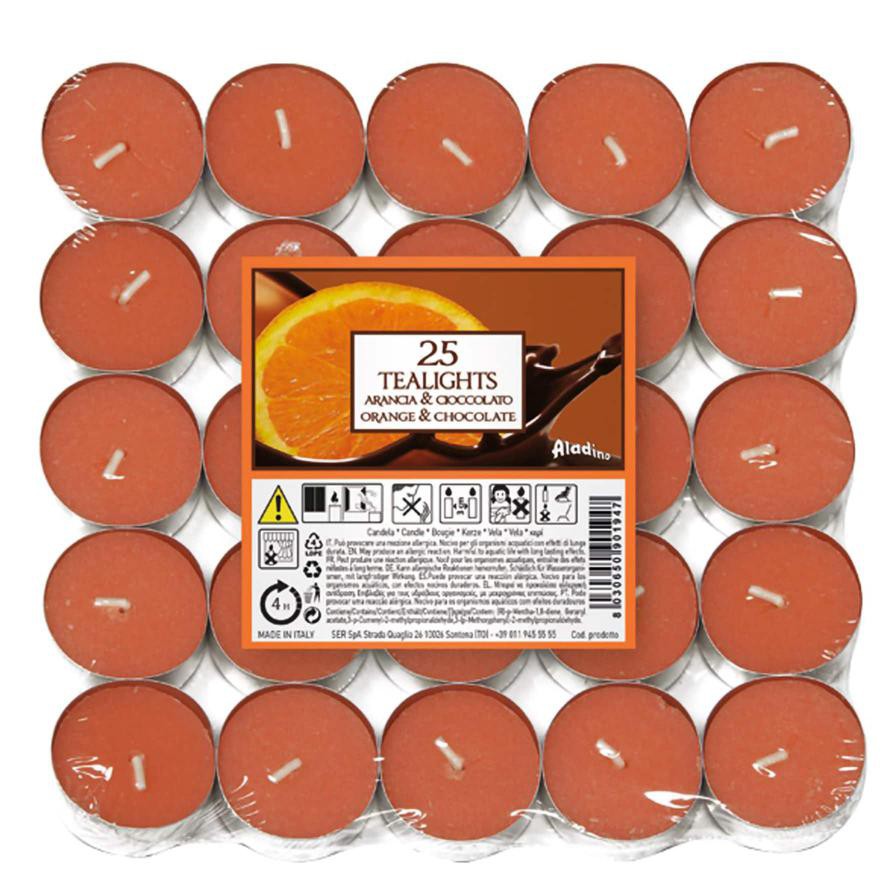 Aladino Tealight Candle Pack (Orange, 25 Pc.)