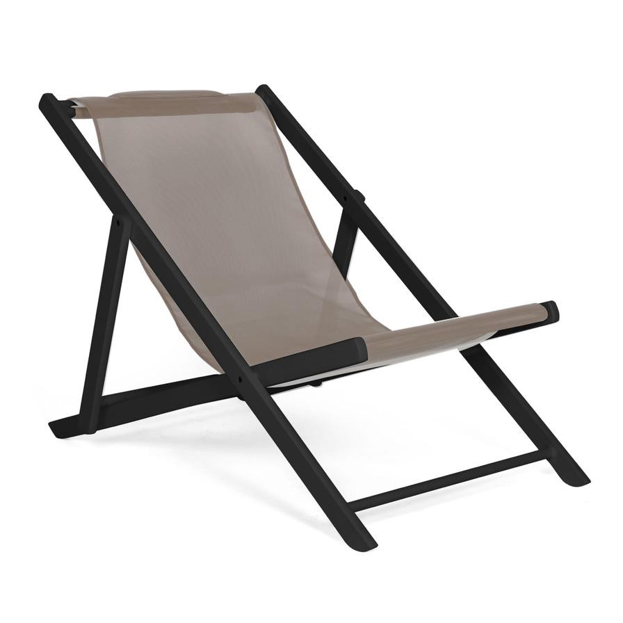 La Chaise Aluminum Outdoor Chair Maiori (140 x 60 x 85 cm, Black & Taupe)