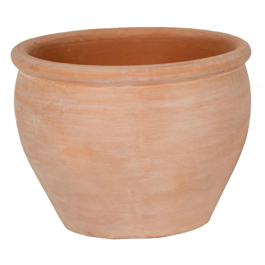 Glazed Terracotta Whitewash Belly Rim Plant Pot Generic (39 x 39 x 29 cm, Large)