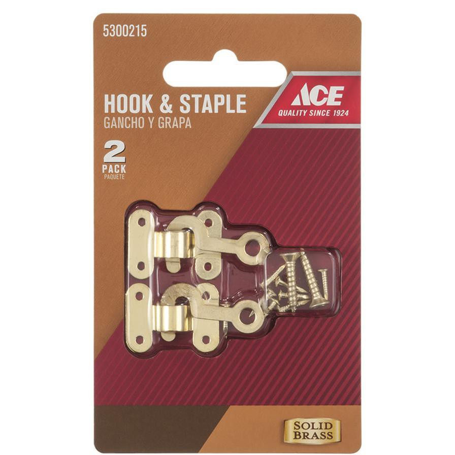 Ace Satin Gold Brass Small Decorative Hook and Staple (2 Pcs.)