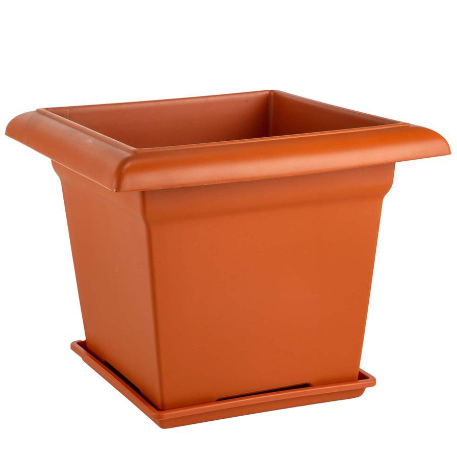 Plastic Square Plant Pot W/Tray (47 x 47 x 38 cm)