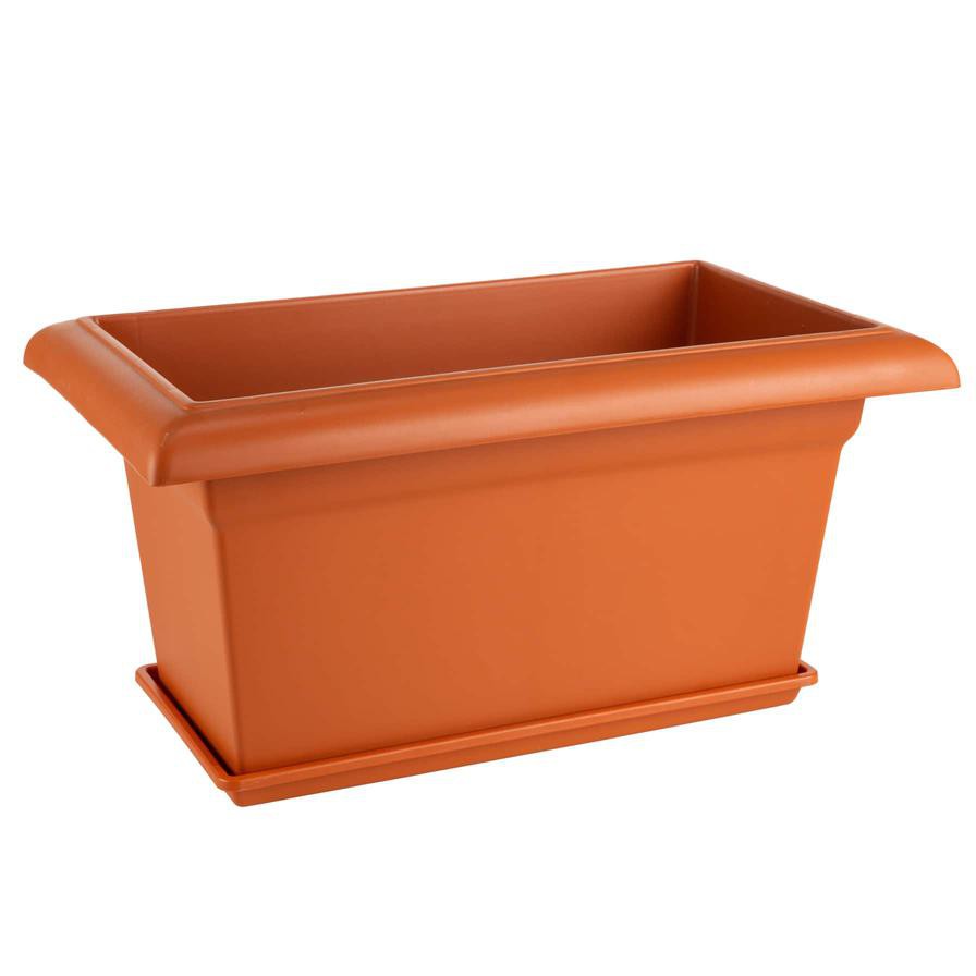 Plastic Rectangle Plant Pot W/Tray (66 x 38 x 34 cm)