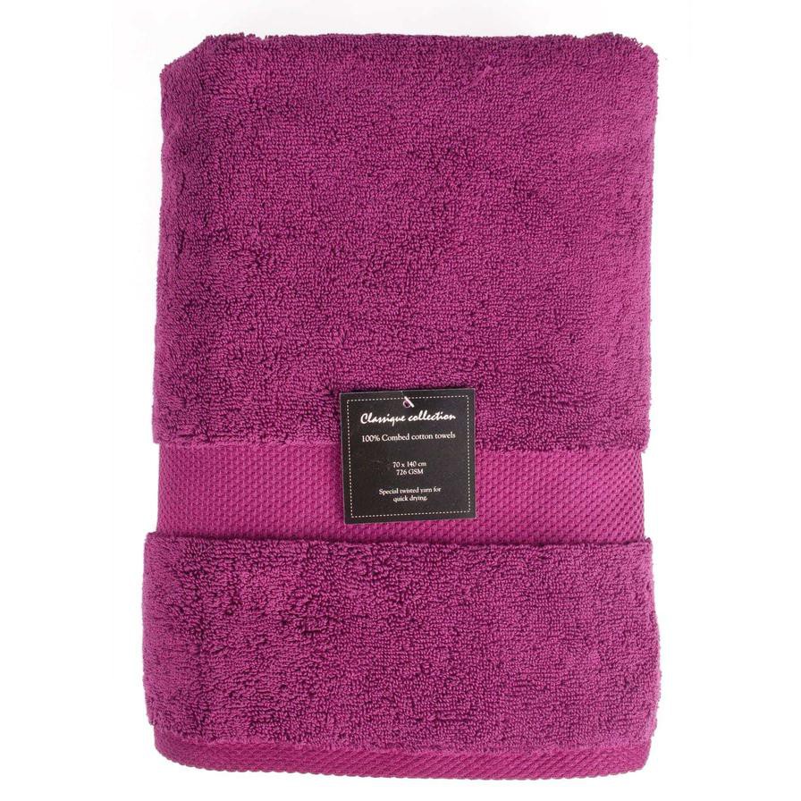 Truebell Classic Bath Towel (68 x 140 cm, Purple)