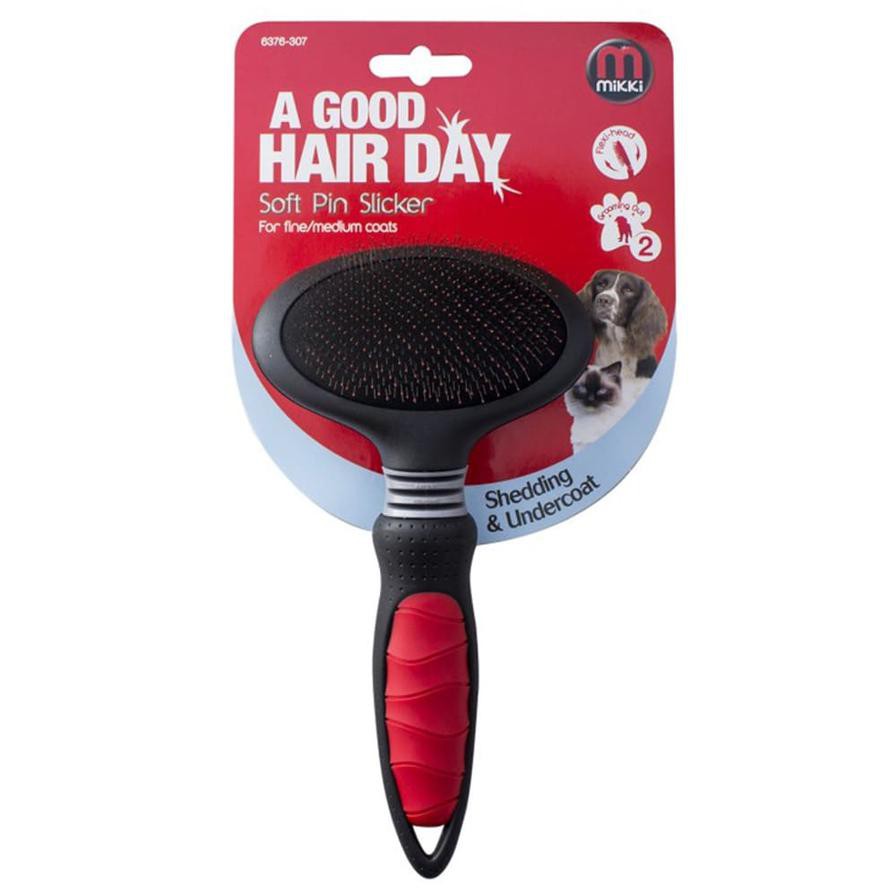 Mikki A Good Hair Day Soft Pin Slicker for Cats & Dogs (Large)