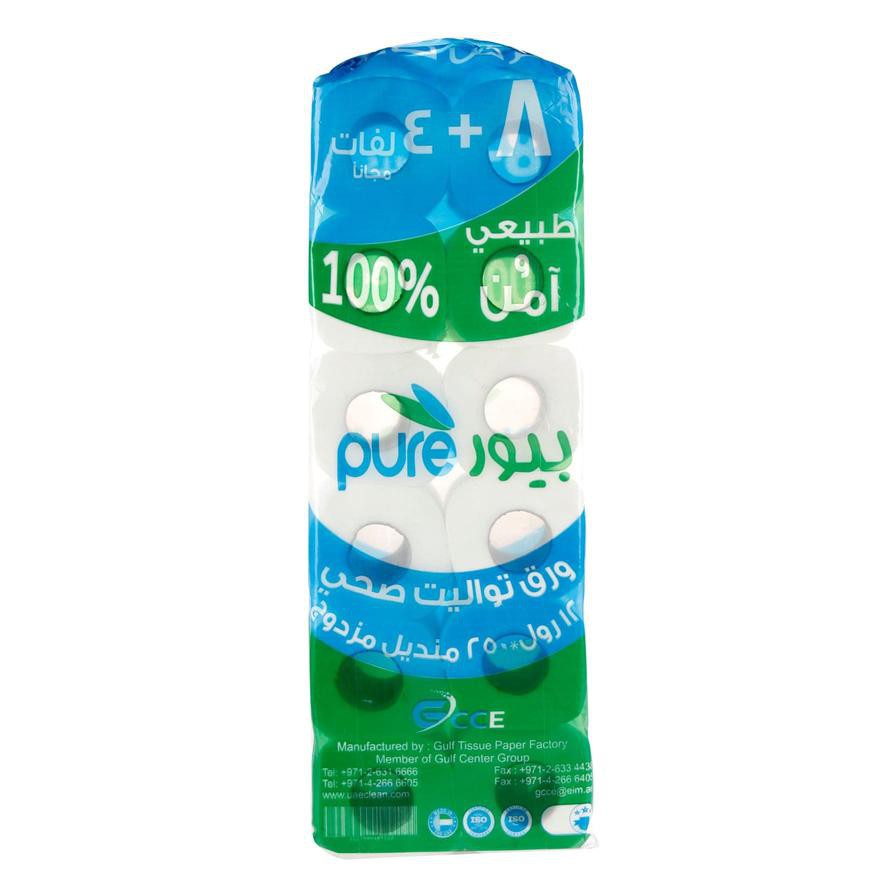 Pure 2-Ply Toilet Roll Pack (250 Sheets, 12 Pc.)