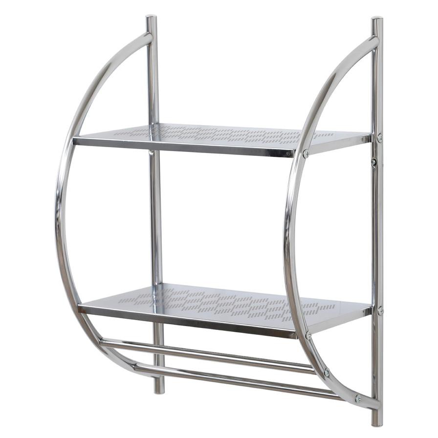 Tendance Chrome Wall Rack W/2 Shelves & 1 Towel Rack (39.5 x 54.5 cm)