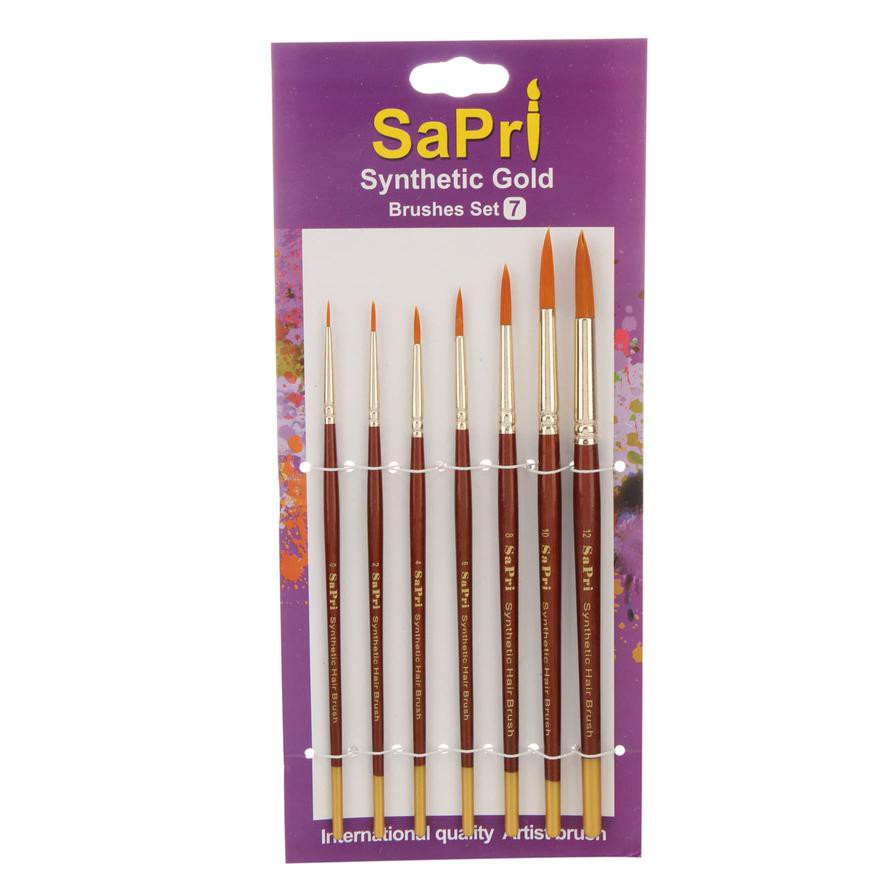 Sapri Series 66 Synthetic Gold Round Paint Brush Set (7 Pc.)