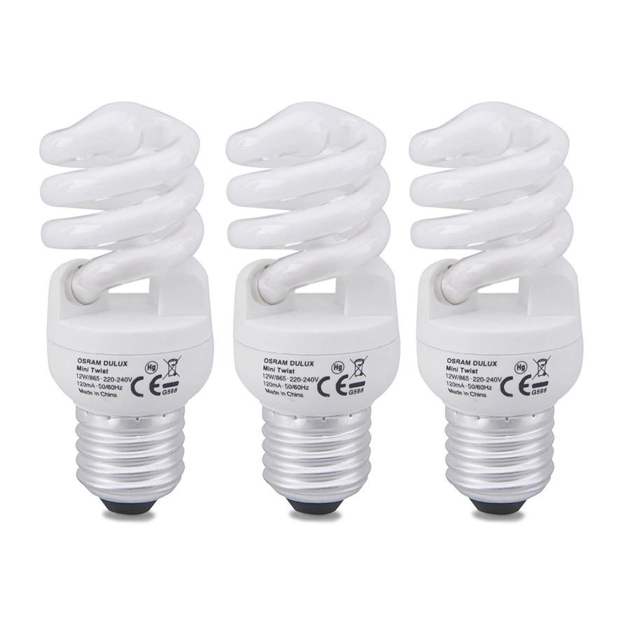 Osram Duluxstar Mini CFL Bulb Pack (12 W, Cool White, 3 Pc.)