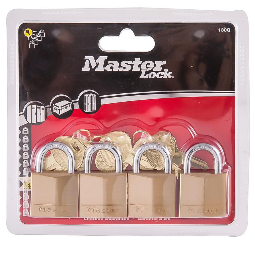 Master Lock Padlock (30 mm, Pack of 4, Brass)