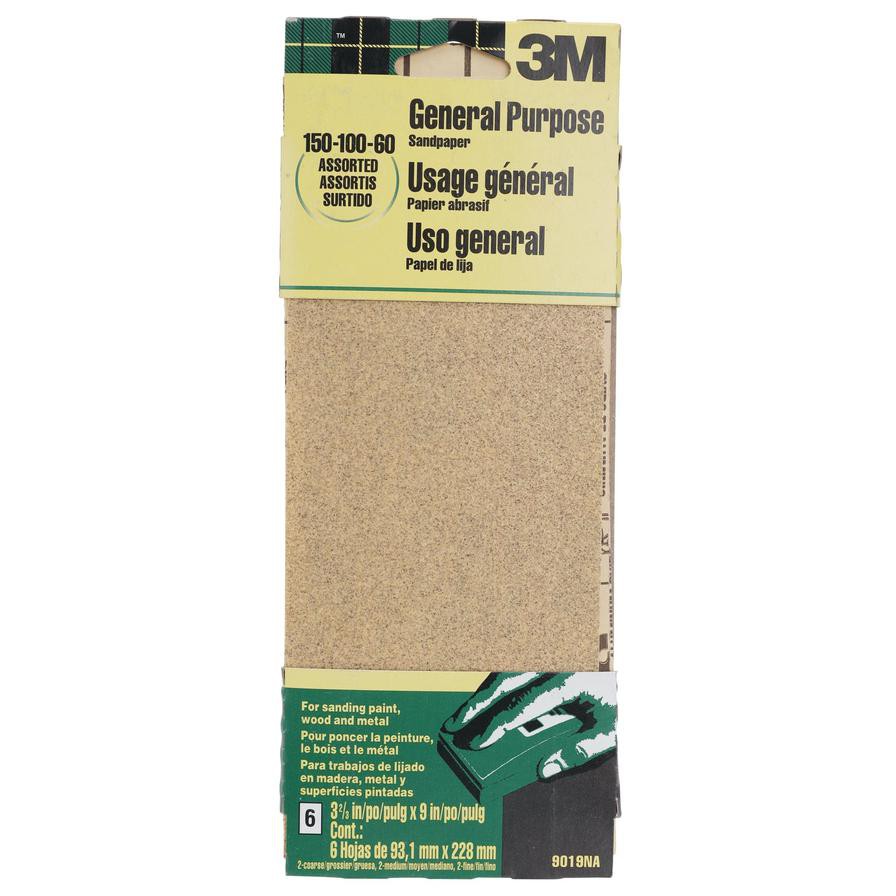 3M General Purpose Aluminum Oxide Sandpaper, Assorted Grit (9.31 x 22.8 cm, 6 Pc.)