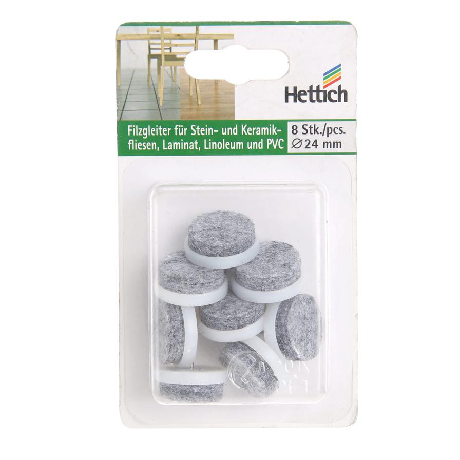 Hettich Knock-In Pin Felt Glides (24 mm, 8 pcs)