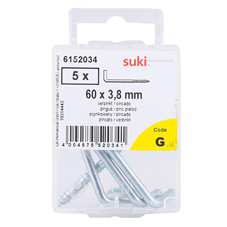 Suki L-Shaped Hooks (60 mm, Pack of 5)