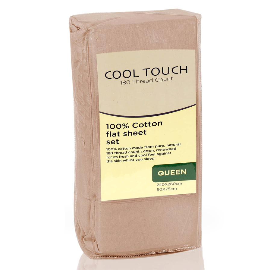 Cool Touch Cotton Flat Sheet (240 x 260 cm, Taupe)