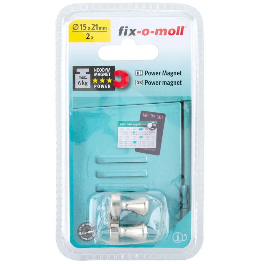 Fix-o-moll Neodym Power Magnet (15 x 21 mm, Pack of 2)