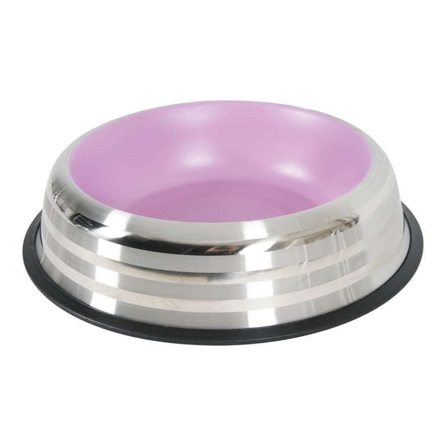 Zolux Stainless Steel Non-Slip Dog Bowl (Pink, 1.85 L)