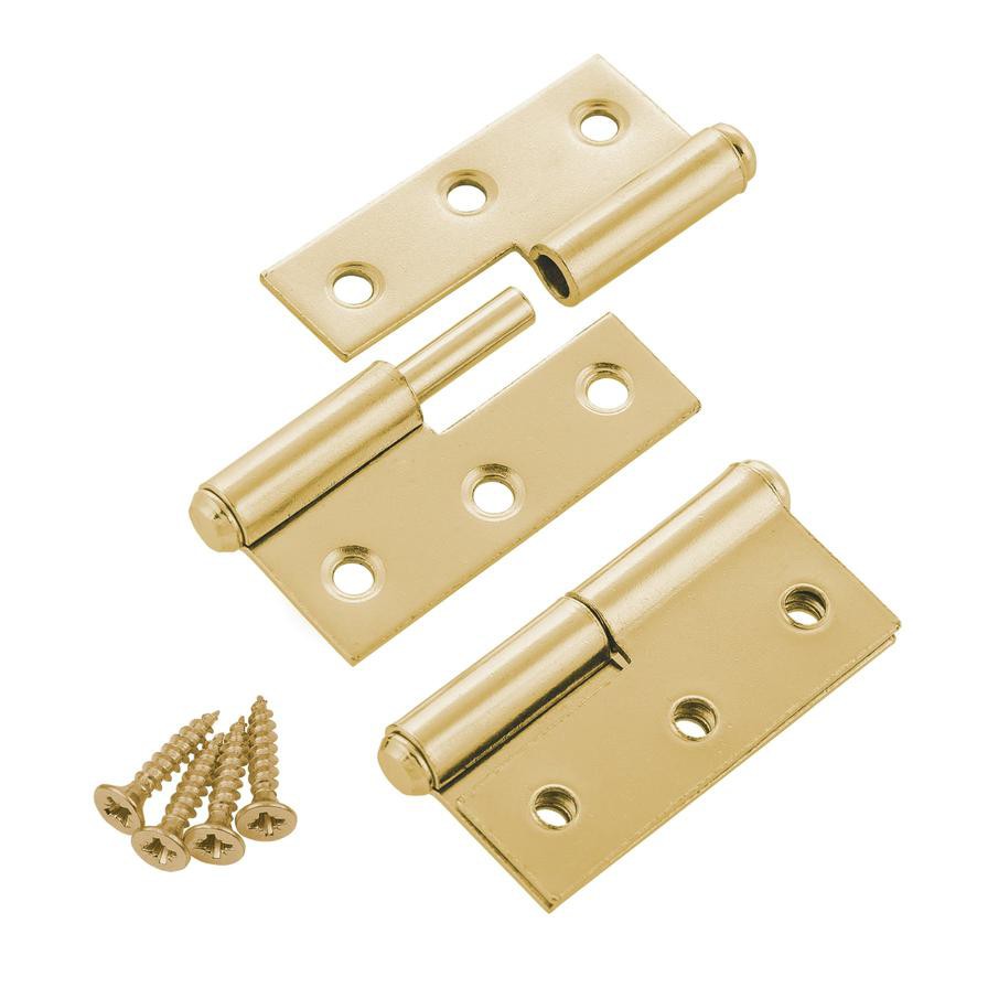 Suki Brass Plated Steel Straight Left Butt Hinge Pack (5 cm, 2 Pc.)