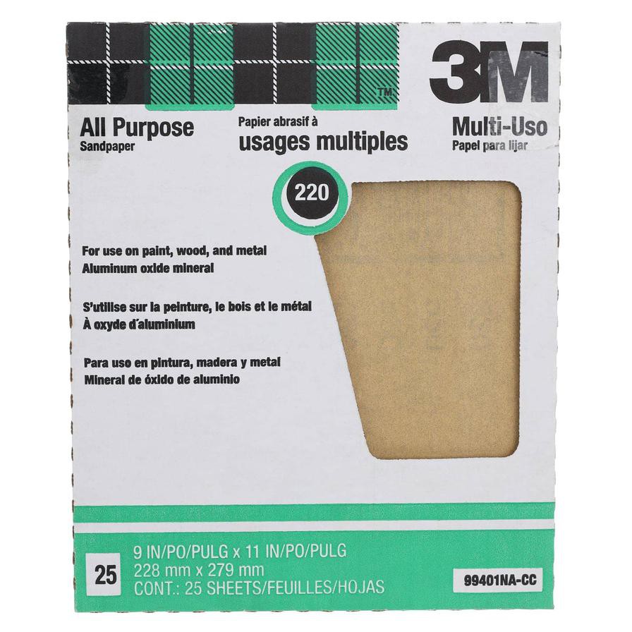 3M ProPak Paint & Rust Removal Sandpaper, 220 Very Fine Grit Pack (22.8 x 27.9 cm, 25 Pc.)