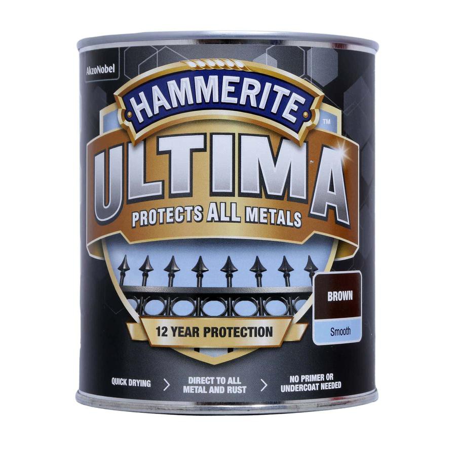 Hammerite Ultima Metal Paint (750 ml, Smooth Brown)