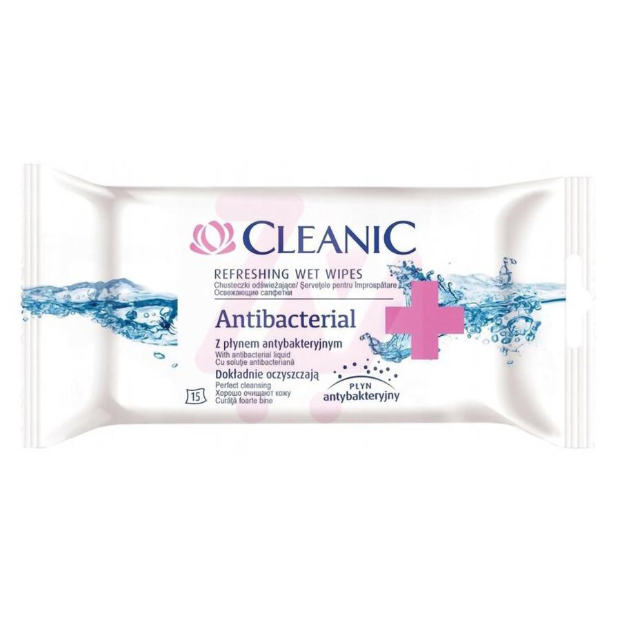 Cleanic Antibacterial Wipes Pack (15 Sheets)