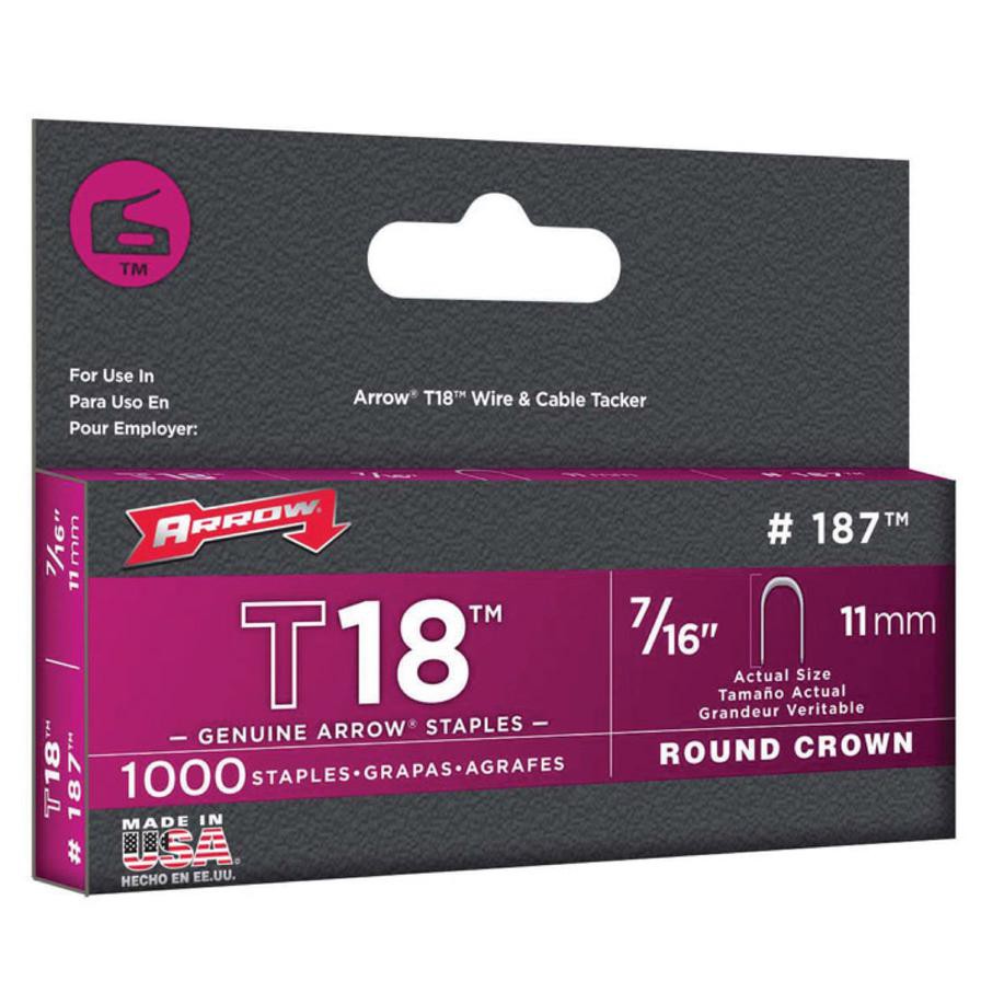 Arrow Fastener Round Crown Wire Staples Pack (0.476 x 1.11 cm, 1000 Pc.)