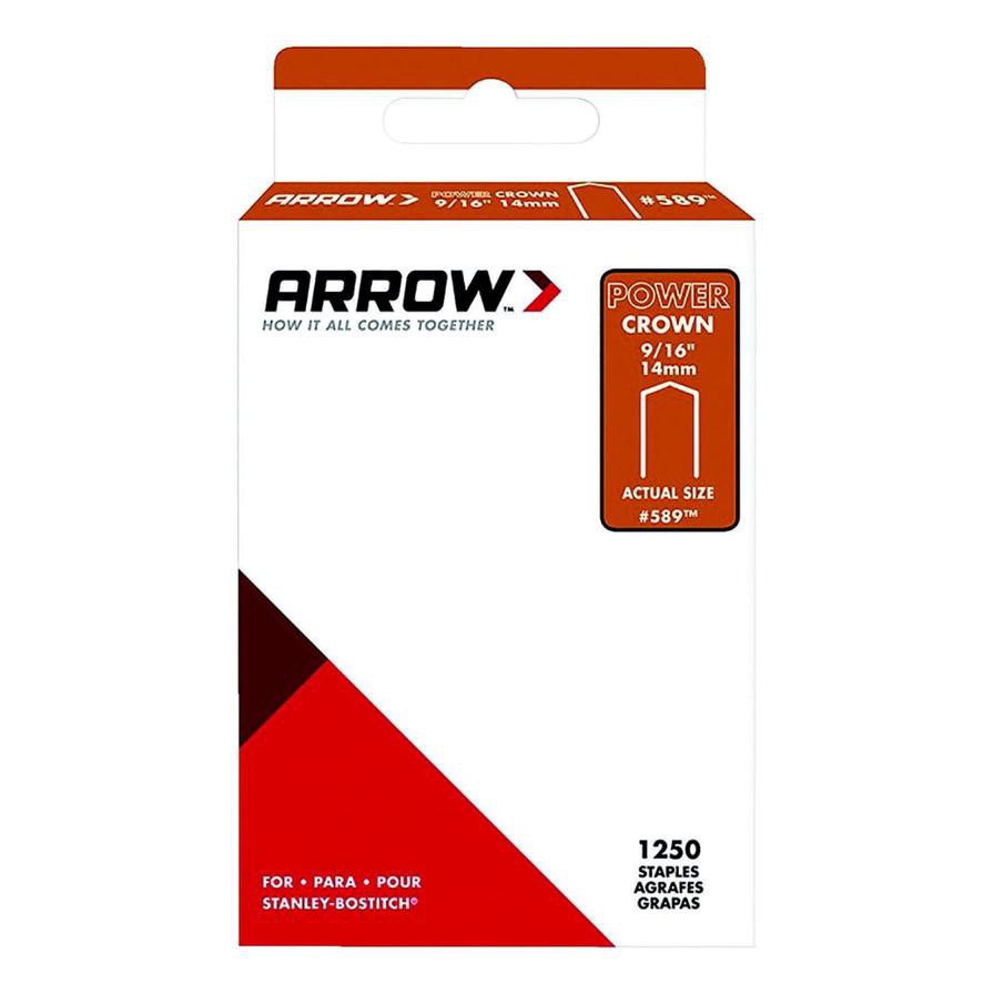 Arrow No.589 Galvanized Steel Power Crown Staples Pack (1.42 cm, 1250 Pc.)