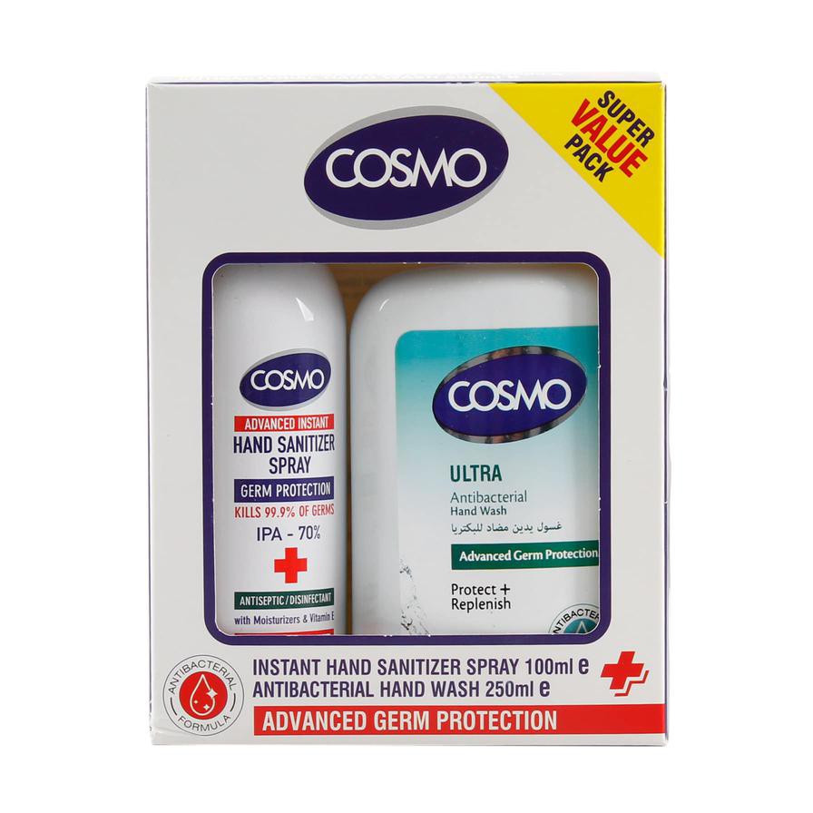 Cosmo Sanitizer Spray (100 ml) +  Cosmo Antibacterial Handwash (250 ml)