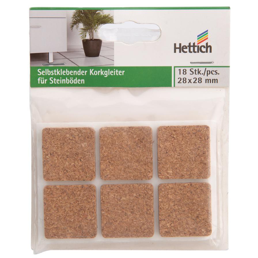 Hettich Self-Adhesive Cork Glides, Square (2.8 x 2.8 cm, 18 pcs)