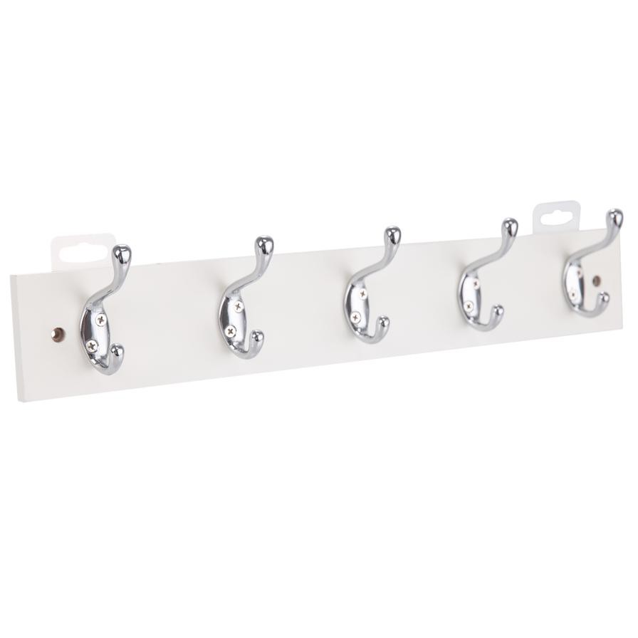 Hettich 5-Hook Wooden Laquered Coat Rack (White)