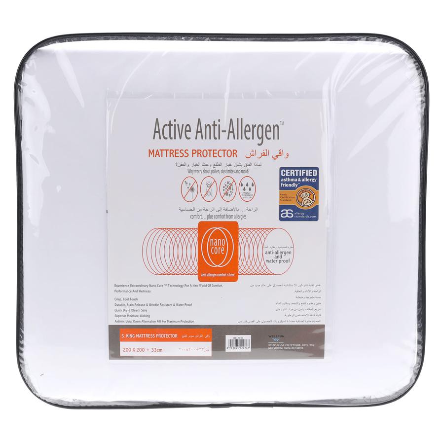 Welspun Active Anti-Allergen S.King Mattress Protector, S.KMP-NC20 (200 x 200 x 33 cm)