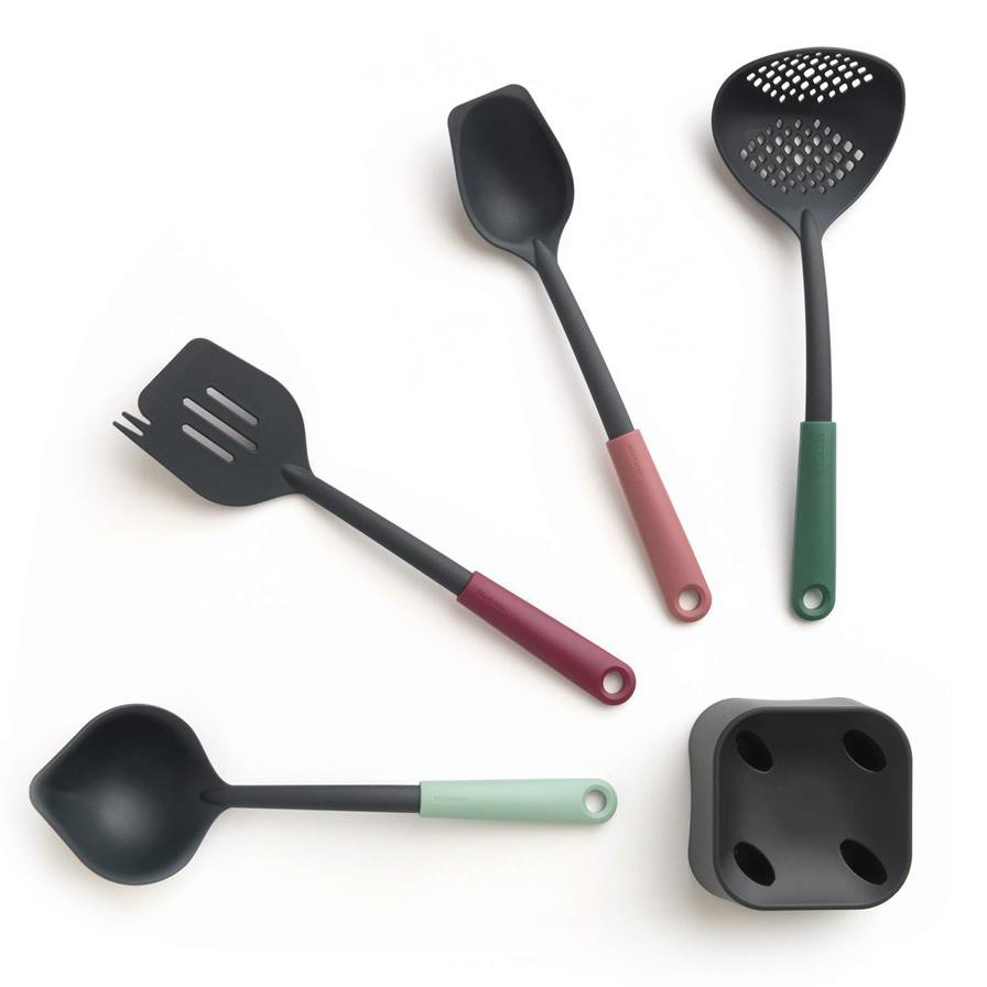 Brabantia Tasty+ Nylon Kitchen Utensils Set W/Stand (4 Pc.)