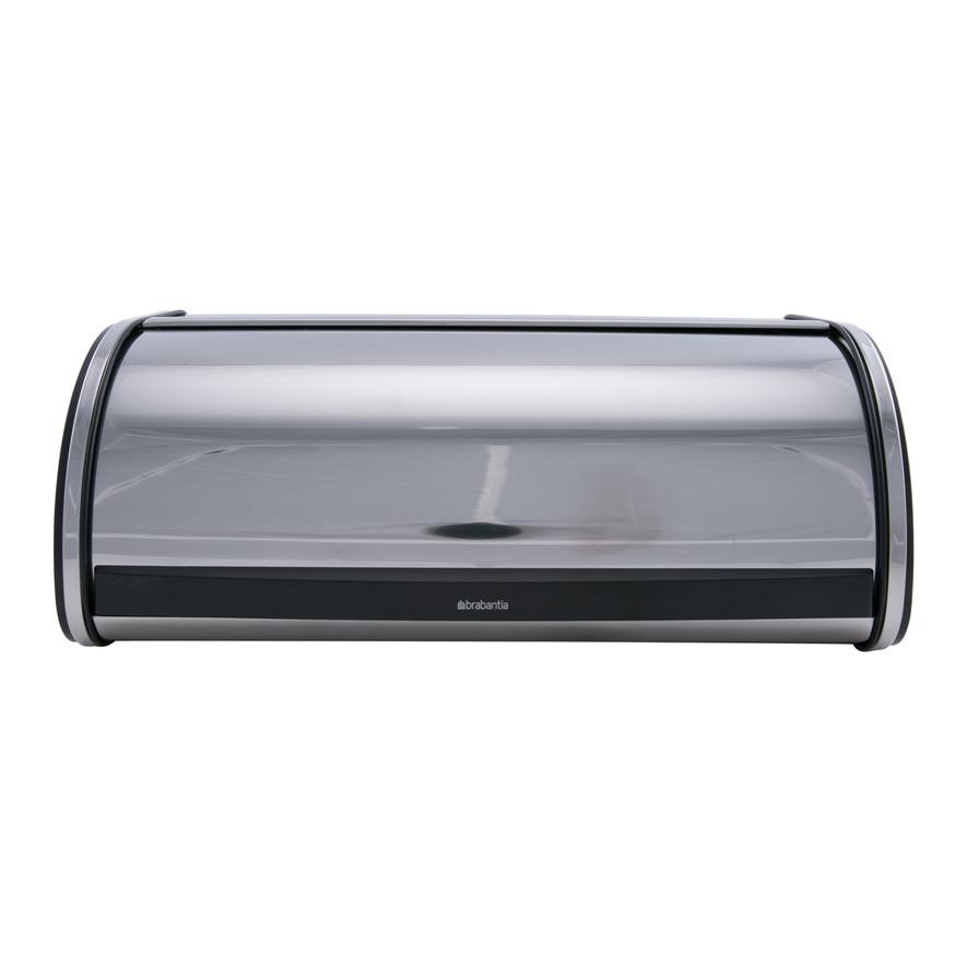 Roll Top Metal Bread Bin (27 x 45 x 18 cm, Brilliant Steel)