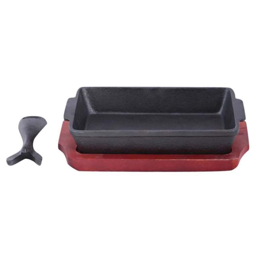 Raj Rectangular Sizzler Tray W/ Holder (21 x 13 cm)