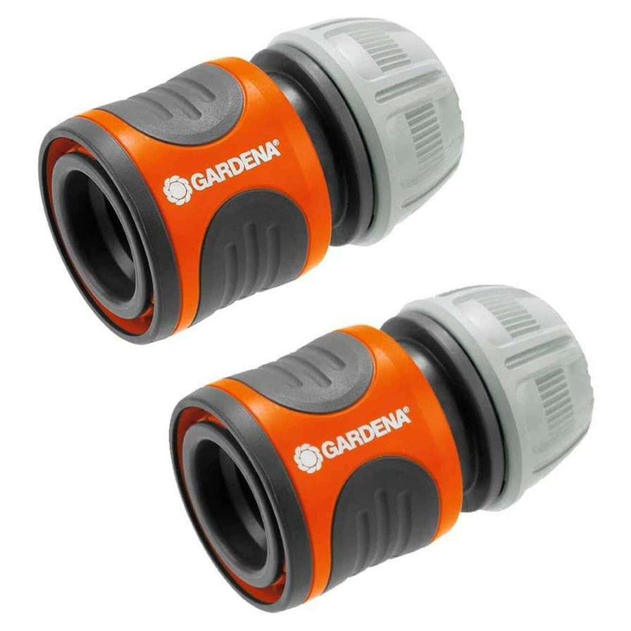 Gardena System Hose Connector Set (Set of 2, Orange, Gray & Black)