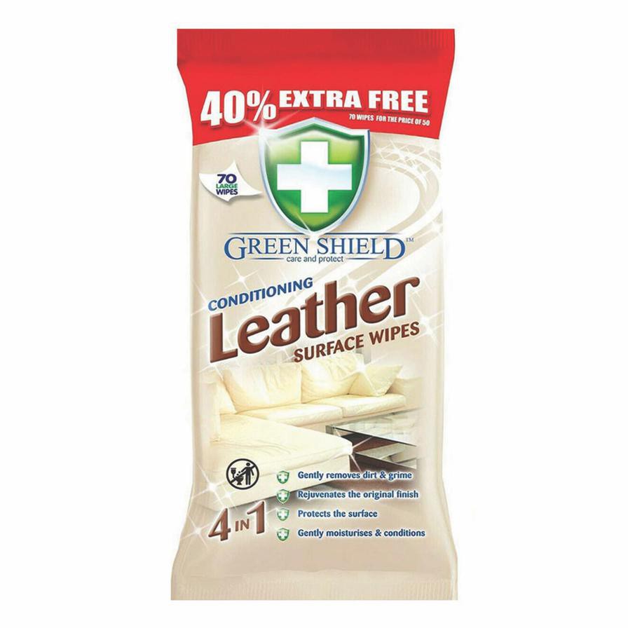 Green Shield Leather Surface Wipes Pack (70 Pc.)