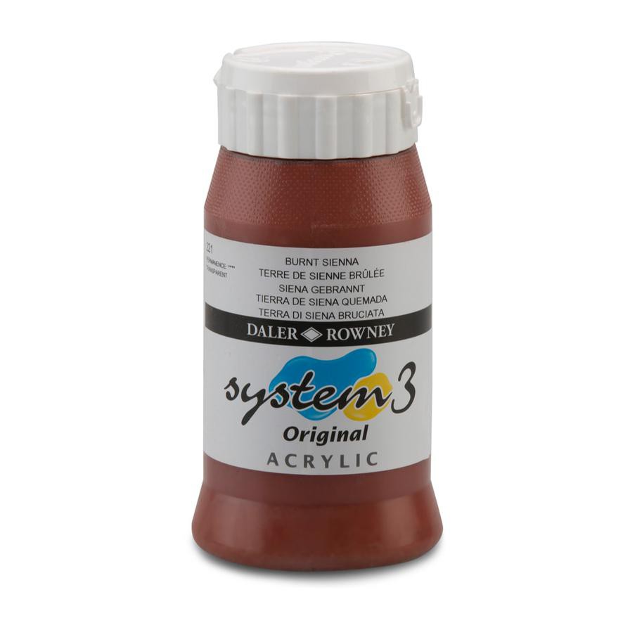 Daler Rowney System 3 Original Acrylic Paint (500 ml, Burnt Sienna)