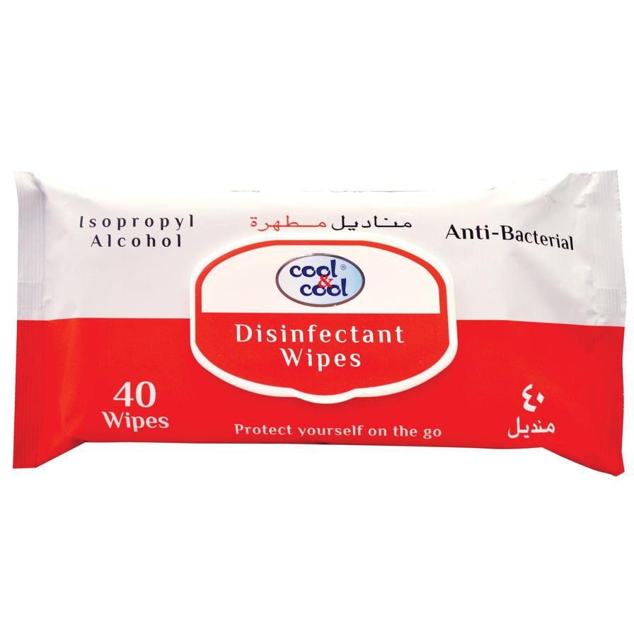 Cool & Cool Disinfectant Anti Bacterial Wipes (40 Wipes)