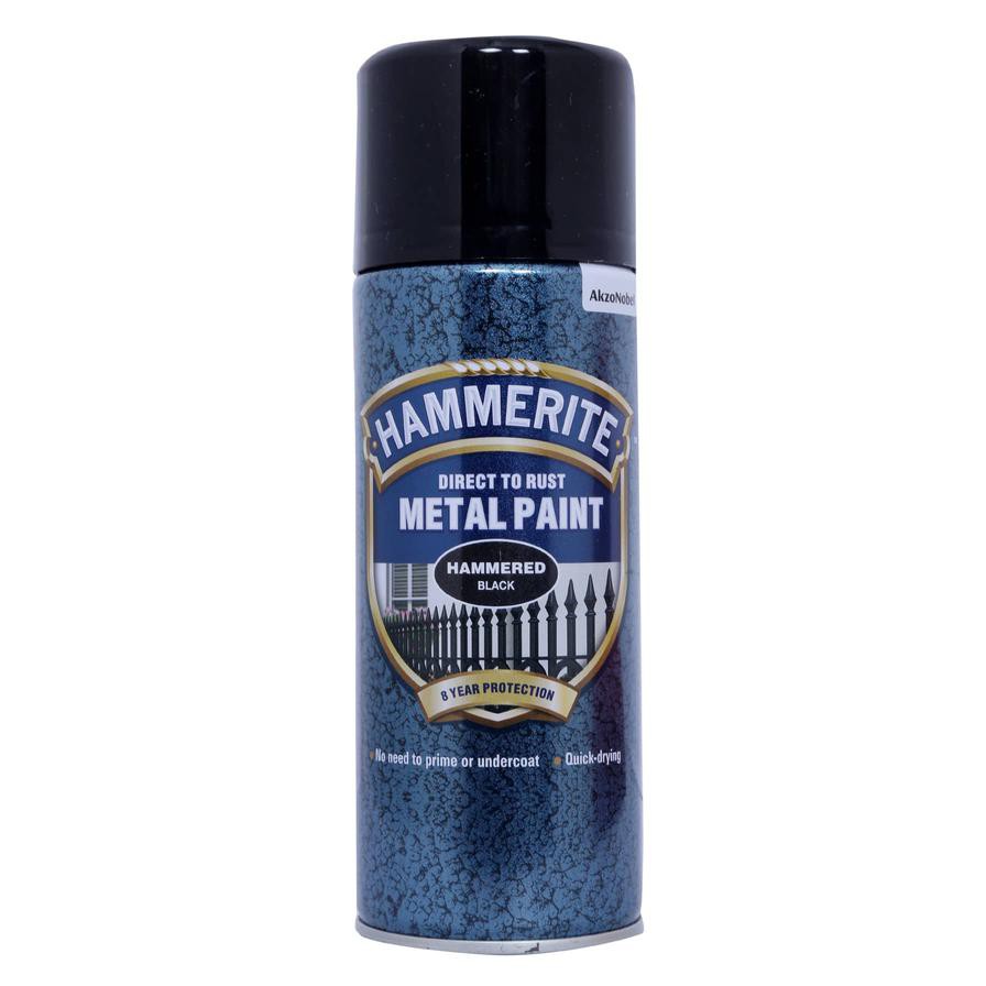 Hammerite Metal Spray Paint (400 ml, Hammered Black)