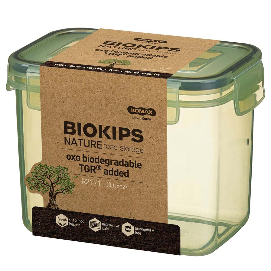 Komax Plastic Biodegradable Rectangular Food Container, R21 (1 L)