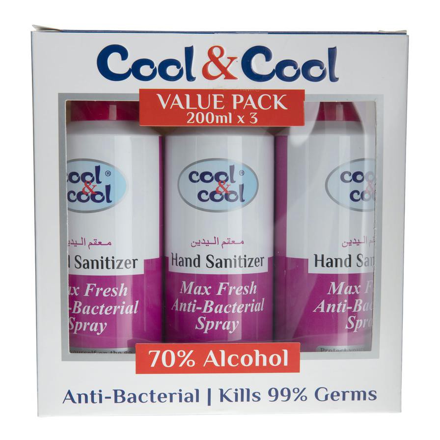 Cool & Cool Max Fresh Hand Sanitizer Spray (200 ml, 3 Pc.)