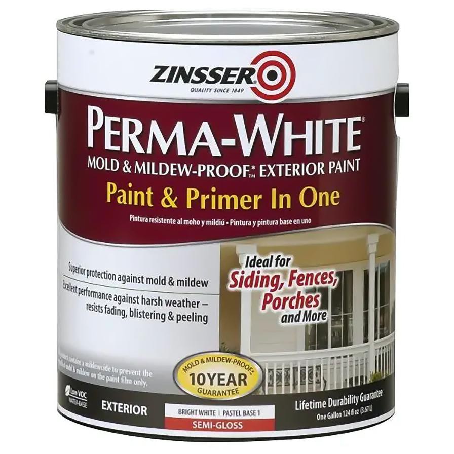 Zinsser Perma-White Mold & Mildew-Proof Exterior Paint (3.7 L, Bright White)