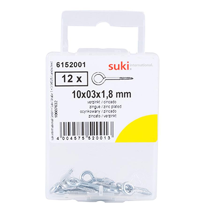 Suki 6152001 Round Head Eye Screw (10 x 3 x 1.8 mm, Pack of 12)