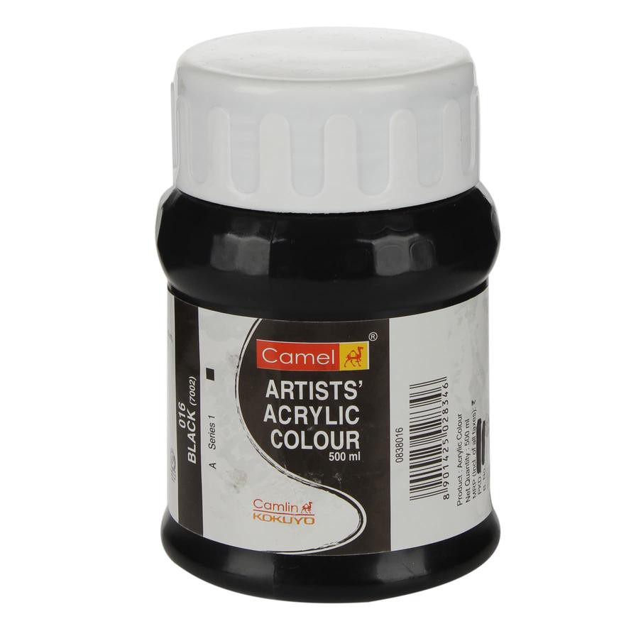 Camel Artist Acrylic Paint (500 ml, Black)