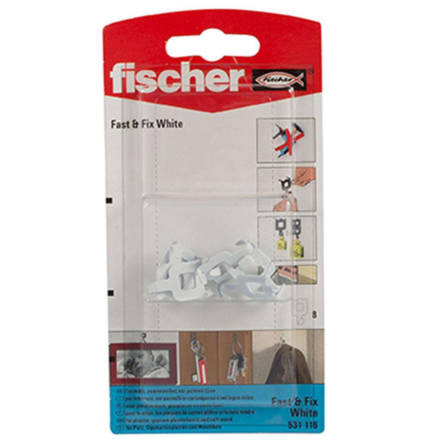 Fischer Fast & Fix Hooks (White, 8 Pieces)