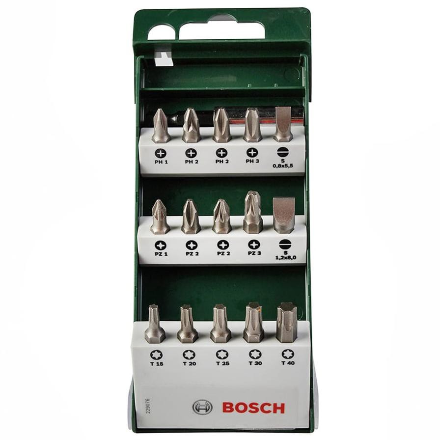 Bosch Bit Set (2.5 cm, Pack of 15, Silver Gray)