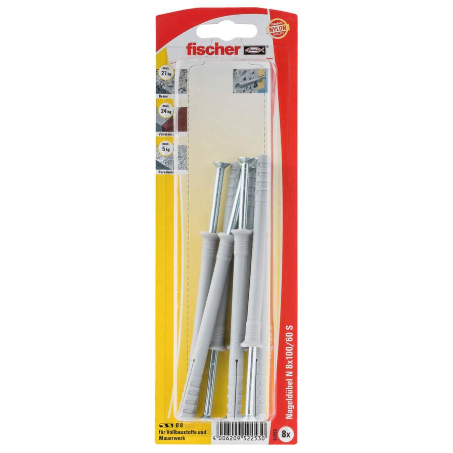 Fischer Nail Dowel Pack (0.8 x 10 cm, 8 Pc.)