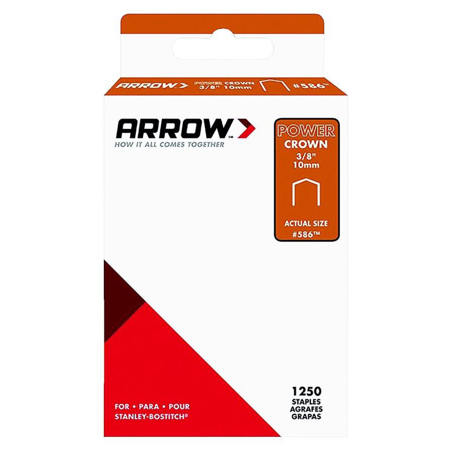 Arrow No.586 Galvanized Steel Power Crown Staples Pack (0.95 cm, 1250 Pc.)