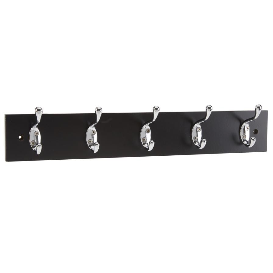 Hettich 5-Hook Wooden Laquered Coat Rack (Black)